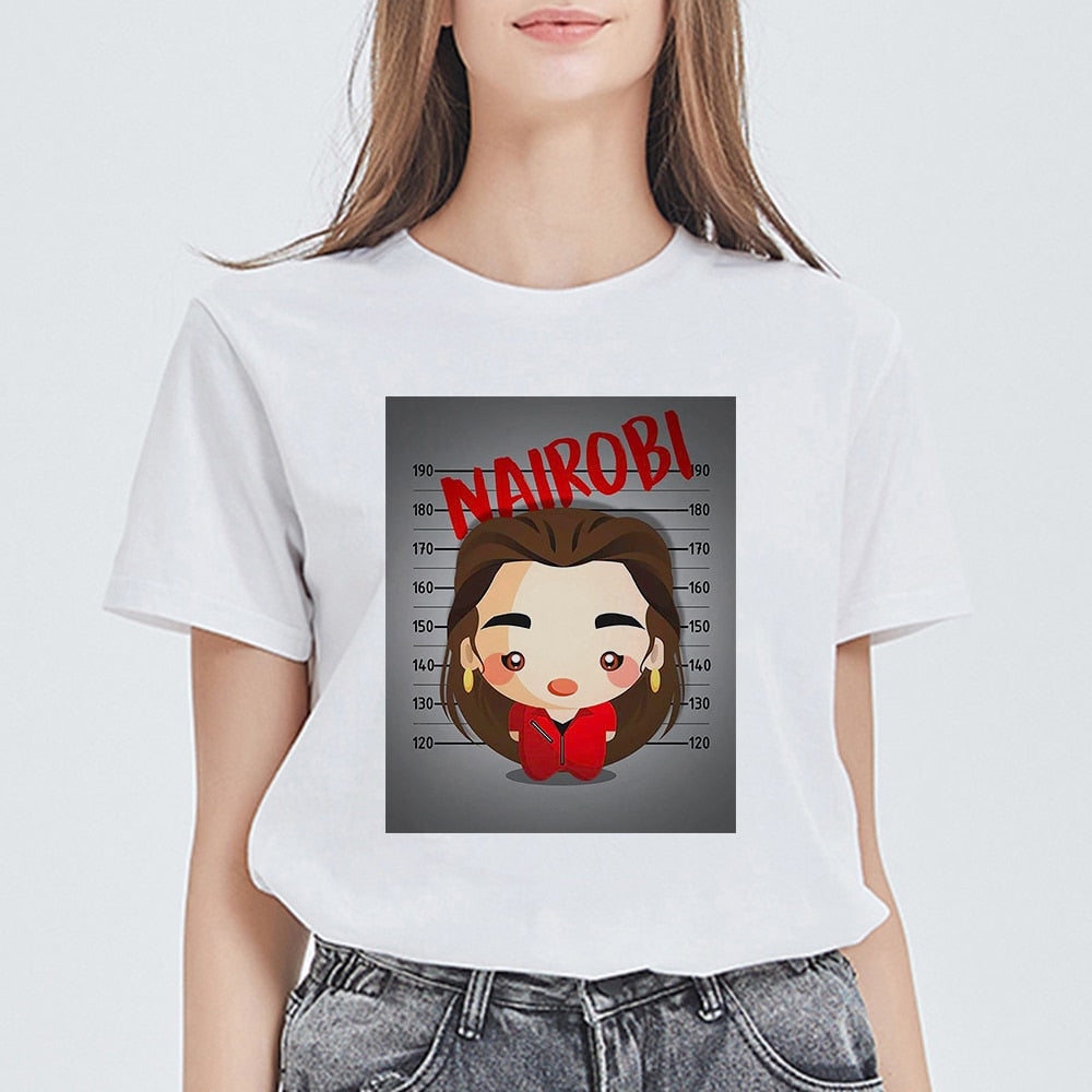Women House of Paper Print T-shirt La Casa De Papel Tees NAIROBI Tshirt Lively Lovely T shirt Fashion Graphic Tee Shirt Female