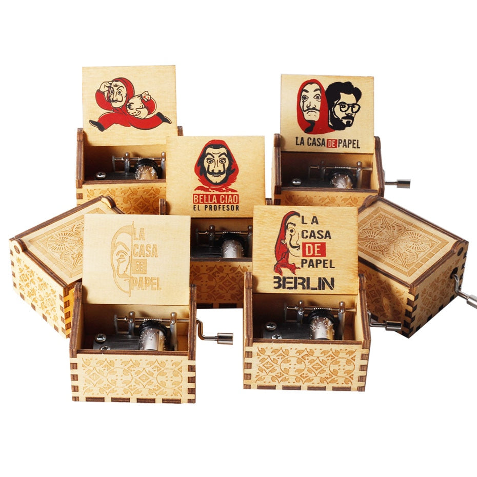 Newest color print The Paper House La Casa De Papel Music Box Bella Ciao Music Box Hand Crank Musical Box Toy Casket Decoration