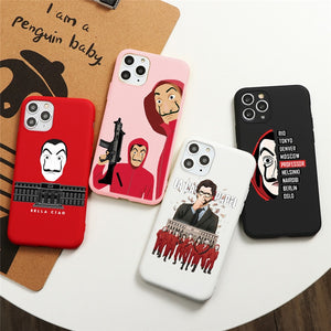 TV La Casa de papel Case For iPhone 11 Pro Max 5 5S SE 2 2020 10 X XS Max XR 6 6S 7 8 Plus Money Heist House Of Paper TPU Cover