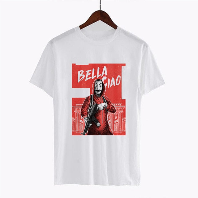 2020 La Casa De Papel woman T-shirt robbery Tees TV station BELLA CIAO woman streetwear paper house funny Harajuku top T-shirt