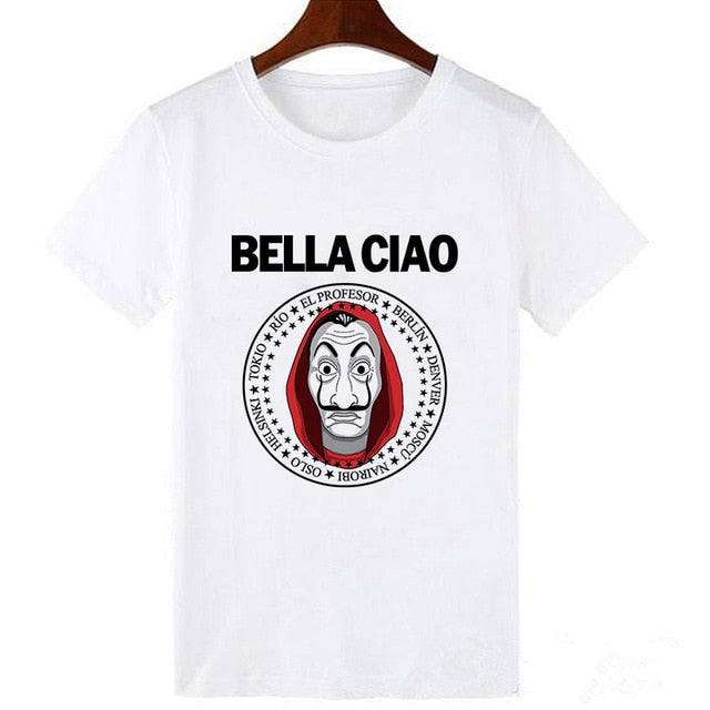 2020 La Casa De Papel woman T-shirt robbery Tees TV station BELLA CIAO woman streetwear paper house funny Harajuku top T-shirt