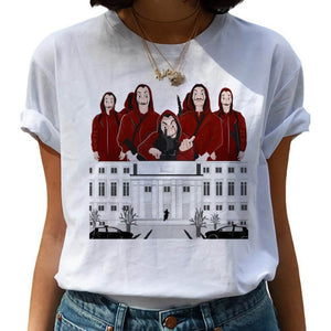 2020 La Casa De Papel woman T-shirt robbery Tees TV station BELLA CIAO woman streetwear paper house funny Harajuku top T-shirt