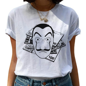 2020 La Casa De Papel woman T-shirt robbery Tees TV station BELLA CIAO woman streetwear paper house funny Harajuku top T-shirt