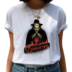 2020 La Casa De Papel woman T-shirt robbery Tees TV station BELLA CIAO woman streetwear paper house funny Harajuku top T-shirt