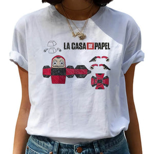 2020 La Casa De Papel woman T-shirt robbery Tees TV station BELLA CIAO woman streetwear paper house funny Harajuku top T-shirt