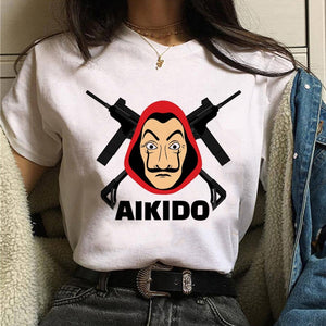 La Casa De Papel Tshirt Fashion Female Maycaur The House Made of Paper T-shirt Money Heist Women Funny Tee Top Clothes T-shirts