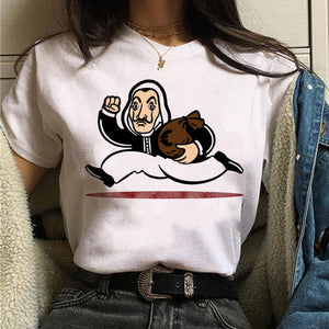 La Casa De Papel Tshirt Fashion Female Maycaur The House Made of Paper T-shirt Money Heist Women Funny Tee Top Clothes T-shirts