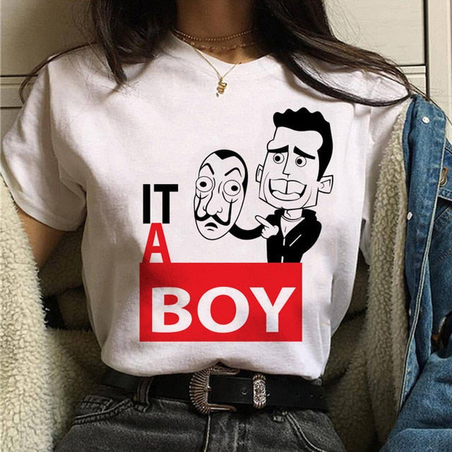 La Casa De Papel Tshirt Fashion Female Maycaur The House Made of Paper T-shirt Money Heist Women Funny Tee Top Clothes T-shirts