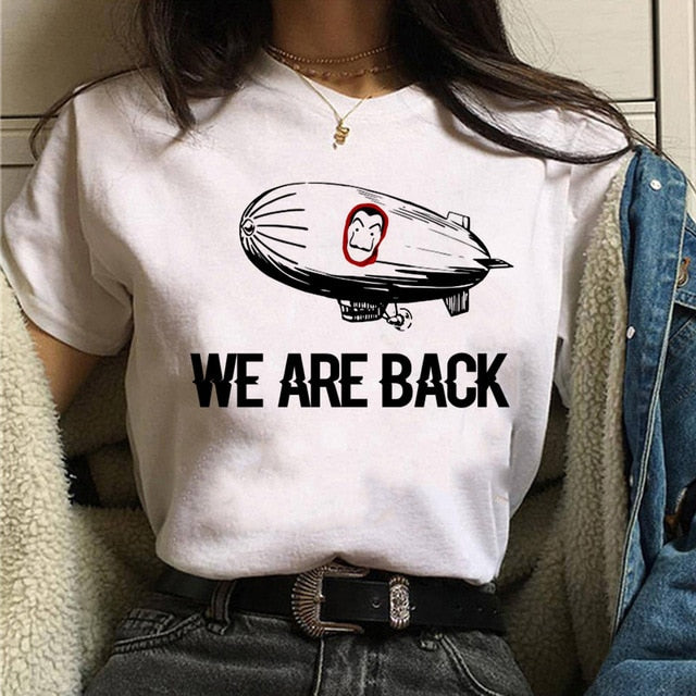 La Casa De Papel Tshirt Fashion Female Maycaur The House Made of Paper T-shirt Money Heist Women Funny Tee Top Clothes T-shirts