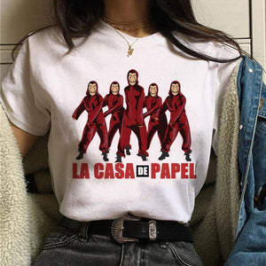 La Casa De Papel Tshirt Fashion Female Maycaur The House Made of Paper T-shirt Money Heist Women Funny Tee Top Clothes T-shirts