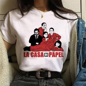 La Casa De Papel Tshirt Fashion Female Maycaur The House Made of Paper T-shirt Money Heist Women Funny Tee Top Clothes T-shirts