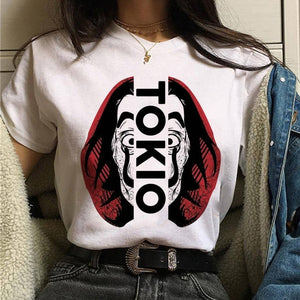 La Casa De Papel Tshirt Fashion Female Maycaur The House Made of Paper T-shirt Money Heist Women Funny Tee Top Clothes T-shirts