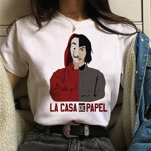 La Casa De Papel Tshirt Fashion Female Maycaur The House Made of Paper T-shirt Money Heist Women Funny Tee Top Clothes T-shirts