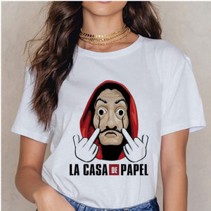 Women's T-shirt Tops Women Harajuku 90s T-shirt Ladies La Casa De Papel Hip-hop T-shirt Money Heist Fashion Paper House T-shirt