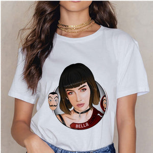 Women's T-shirt Tops Women Harajuku 90s T-shirt Ladies La Casa De Papel Hip-hop T-shirt Money Heist Fashion Paper House T-shirt