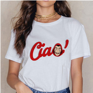 Women's T-shirt Tops Women Harajuku 90s T-shirt Ladies La Casa De Papel Hip-hop T-shirt Money Heist Fashion Paper House T-shirt