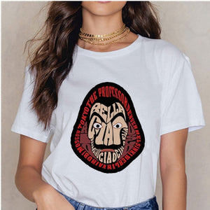 Women's T-shirt Tops Women Harajuku 90s T-shirt Ladies La Casa De Papel Hip-hop T-shirt Money Heist Fashion Paper House T-shirt