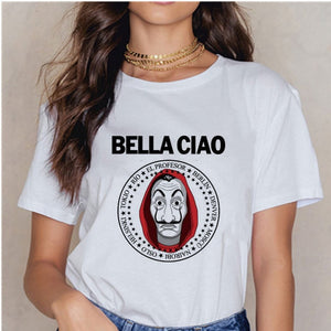 Women's T-shirt Tops Women Harajuku 90s T-shirt Ladies La Casa De Papel Hip-hop T-shirt Money Heist Fashion Paper House T-shirt