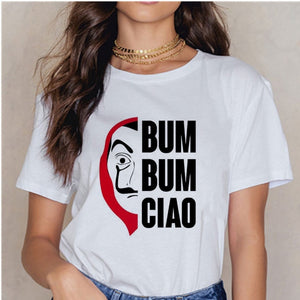 Women's T-shirt Tops Women Harajuku 90s T-shirt Ladies La Casa De Papel Hip-hop T-shirt Money Heist Fashion Paper House T-shirt