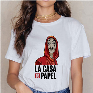 Women's T-shirt Tops Women Harajuku 90s T-shirt Ladies La Casa De Papel Hip-hop T-shirt Money Heist Fashion Paper House T-shirt