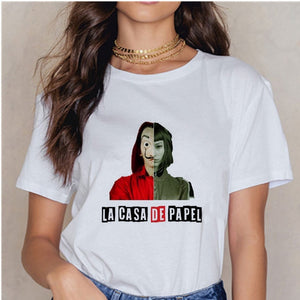Women's T-shirt Tops Women Harajuku 90s T-shirt Ladies La Casa De Papel Hip-hop T-shirt Money Heist Fashion Paper House T-shirt