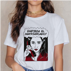 Women's T-shirt Tops Women Harajuku 90s T-shirt Ladies La Casa De Papel Hip-hop T-shirt Money Heist Fashion Paper House T-shirt