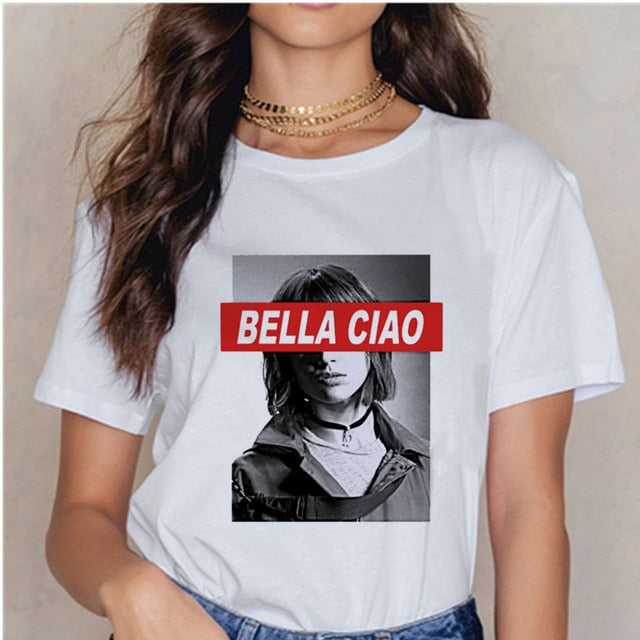 Women's T-shirt Tops Women Harajuku 90s T-shirt Ladies La Casa De Papel Hip-hop T-shirt Money Heist Fashion Paper House T-shirt