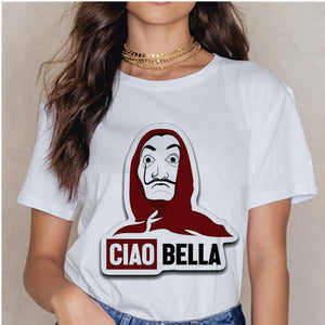 Women's T-shirt Tops Women Harajuku 90s T-shirt Ladies La Casa De Papel Hip-hop T-shirt Money Heist Fashion Paper House T-shirt