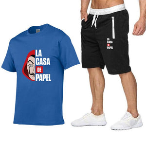 La Casa De Papel Men T Shirt Shorts Set House of Paper Tracksuit Sweatpants Money Heist T-shirt Suit Summer Jogging Trackpants