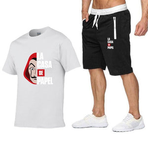 La Casa De Papel Men T Shirt Shorts Set House of Paper Tracksuit Sweatpants Money Heist T-shirt Suit Summer Jogging Trackpants