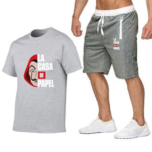 La Casa De Papel Men T Shirt Shorts Set House of Paper Tracksuit Sweatpants Money Heist T-shirt Suit Summer Jogging Trackpants