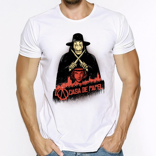 La Casa De Papel T Shirt House Made of Paper Harajuku T-shirt Men Summer Money Heist Cartoon Tees Short Sleeve Hip Hop T-Shirts
