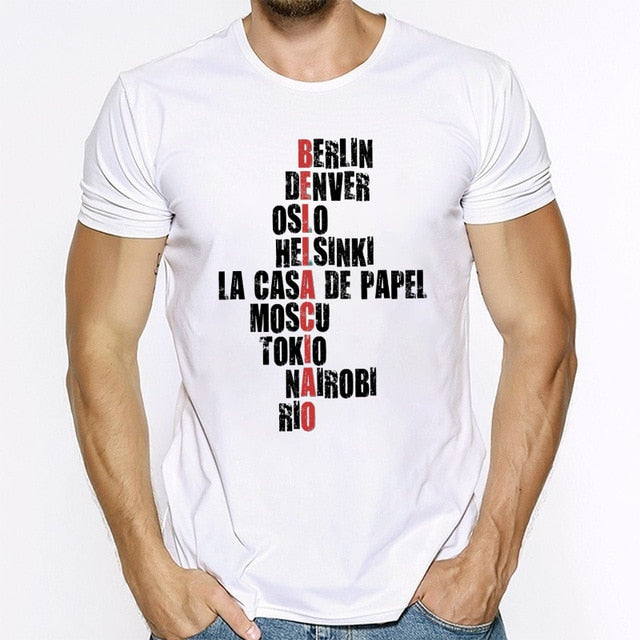 La Casa De Papel T Shirt House Made of Paper Harajuku T-shirt Men Summer Money Heist Cartoon Tees Short Sleeve Hip Hop T-Shirts