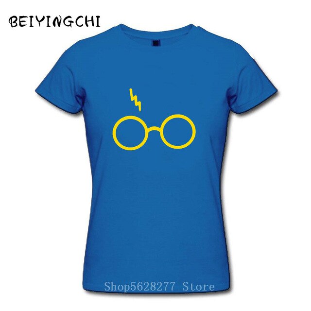 Lightning Glasses T-shirt Girls Streetwear Harry Flash Glasses Graphic T Shirt Women Femme Potter-lovers slim Harajuku Tee shirt