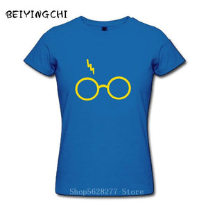 Lightning Glasses T-shirt Girls Streetwear Harry Flash Glasses Graphic T Shirt Women Femme Potter-lovers slim Harajuku Tee shirt