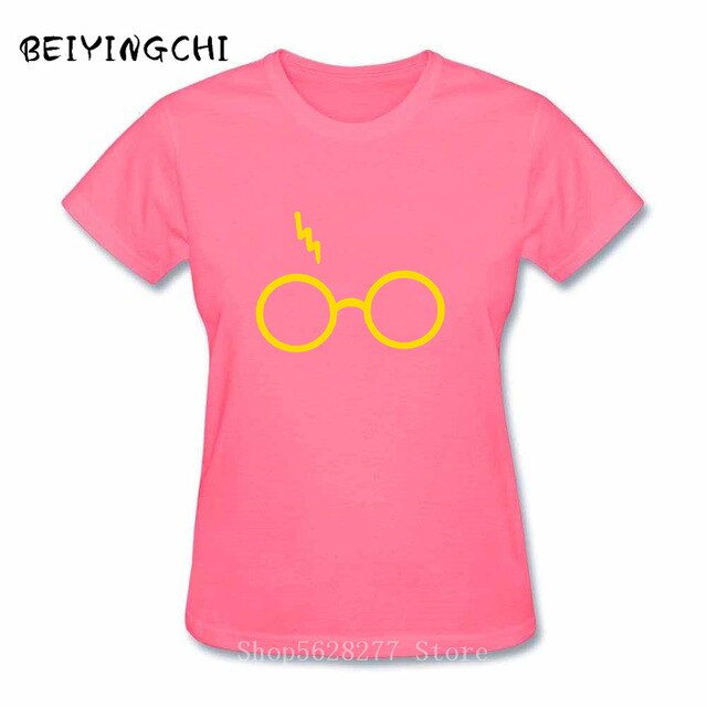 Lightning Glasses T-shirt Girls Streetwear Harry Flash Glasses Graphic T Shirt Women Femme Potter-lovers slim Harajuku Tee shirt