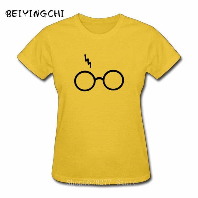 Lightning Glasses T-shirt Girls Streetwear Harry Flash Glasses Graphic T Shirt Women Femme Potter-lovers slim Harajuku Tee shirt