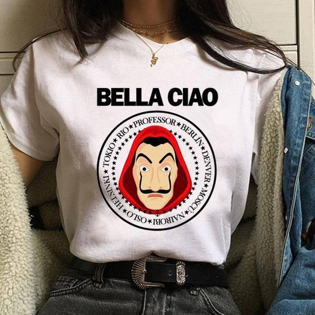 Maycaur The House of Paper T Shirt New Money Heist Women La Casa De Papel Tshirt Funny Top Tee Fashion Female Clothes T-shirts