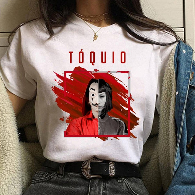 Maycaur The House of Paper T Shirt New Money Heist Women La Casa De Papel Tshirt Funny Top Tee Fashion Female Clothes T-shirts