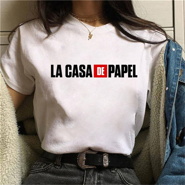 Maycaur The House of Paper T Shirt New Money Heist Women La Casa De Papel Tshirt Funny Top Tee Fashion Female Clothes T-shirts